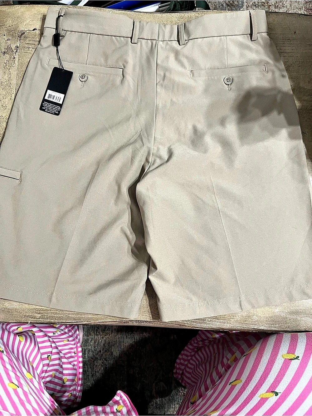 Pebble Beach Performance Men's Flat Front Golf Shorts Beige Waist 34 NWT